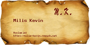 Milis Kevin névjegykártya